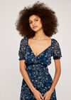 Floral Puff Sleeve Top, Navy, large