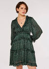 Textured Dot Ruffle Dress, Green, large
