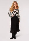 Crochet Chevron Bell Sleeve Top, Black, large