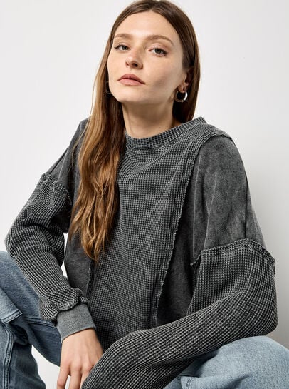 Waffle Panel Sweatshirt