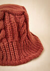 Chapeau bob en tricot torsadé, rouge, grand