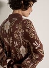 Folk Floral Mini Jumper Dress, Brown, large