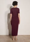 Cotton Ruched T-Shirt Maxi Dress, Burgundy, large