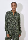 Zebra Print High-Low Shirt, Khaki, large