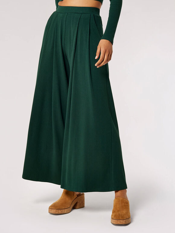 Ribbed Knit Palazzo Trousers