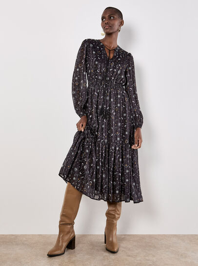 Constellation Shimmer Satin Midaxi Dress