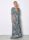Floral Chiffon Shimmer Maxi Dress, Navy, large