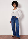 Ruffle Collar Blouse, White, large