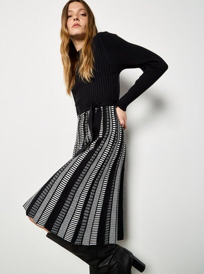 Dotty Skirt Belted Knit Dress