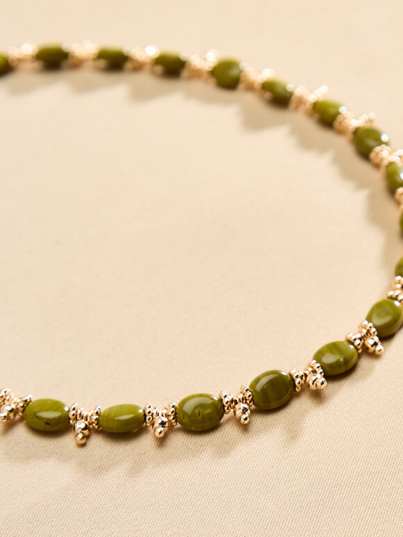 Acrylic Bead Necklace, Green, large