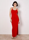 Ribbed Jersey Maxi Dress, Red, large