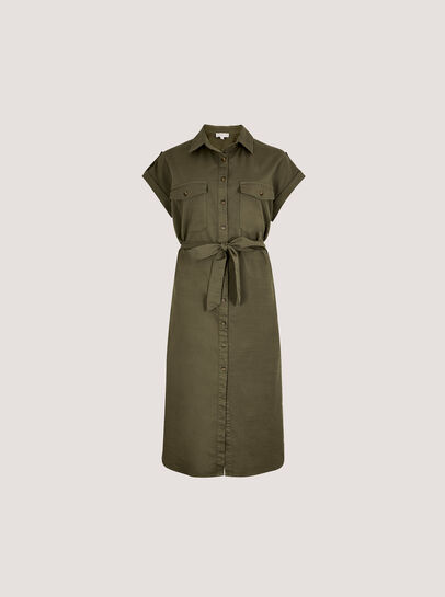 Cotton Slub Midi Shirt Dress