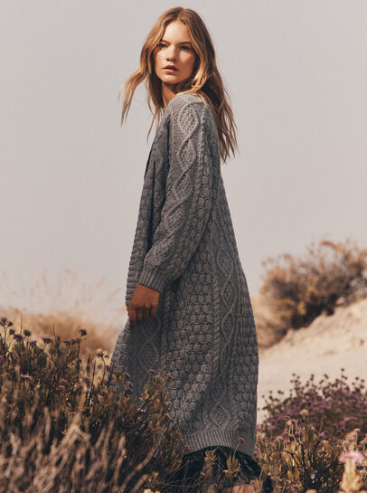Chunky Cable Knit Longline Cardigan