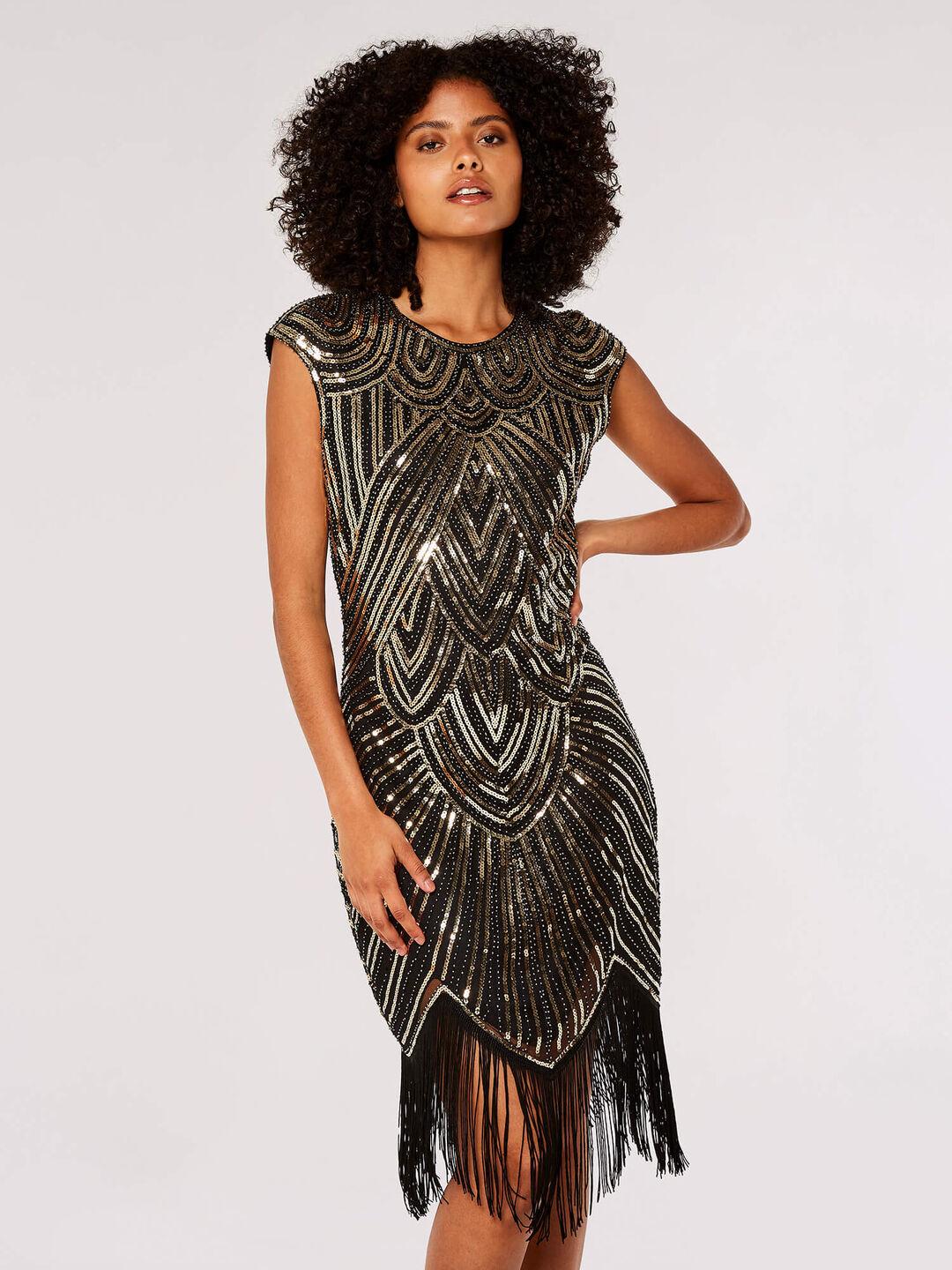 Art Deco Sequin Fringe Mini Dress
