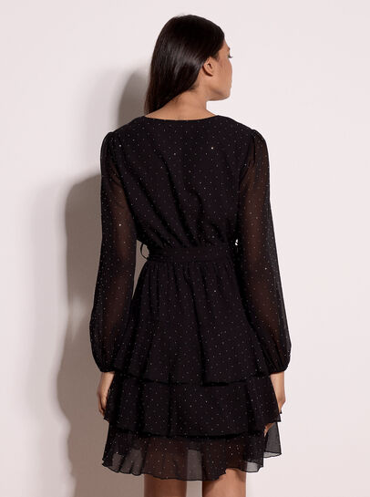 Diamante Embellished Chiffon Tiered Mini Dress