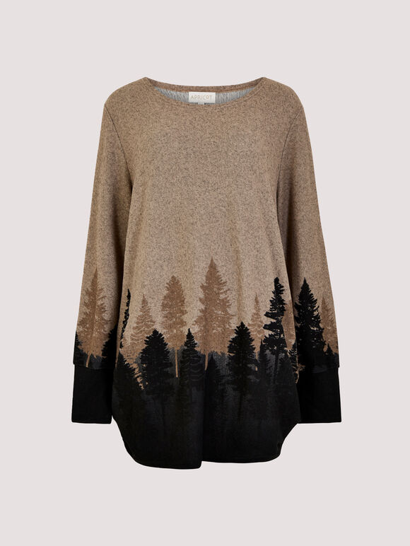 Tree Intarsia Knitted Top, Stone, large