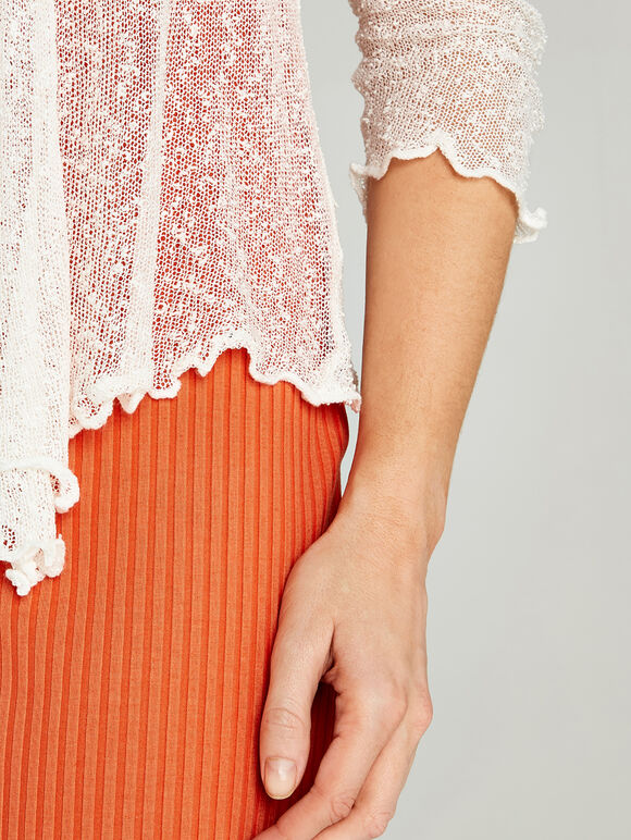 Popcorn Knit Shrug, Cream, large