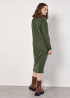 Ribbed Knit Midi Dress, Green, large