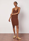 Ribbed Knit Bodycon Midi Dress, Rust, large