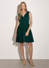 Metallic Pleat Skater Mini Dress, Teal, large