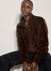 Fleece Cardigan, Brown, large
