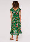 Floral Ruffle Midi Dress, Green, large