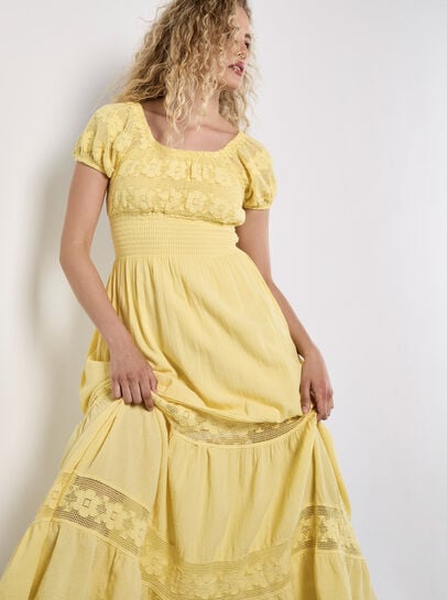 Floral Lace Milkmaid Maxi Dress