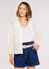 Embroidered Volume Sleeve Top, Cream, large