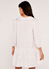 Poplin Lace Collar Shirt Dress, White, large