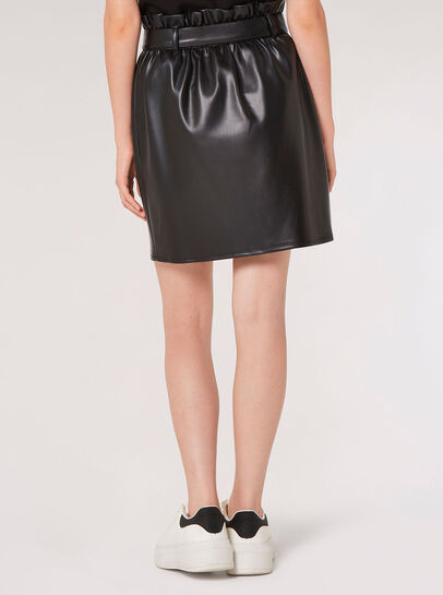 Leather-Look Paper Bag Mini Skirt