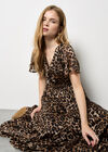 Leopard Shimmer Self-Stripe Maxi Dress, Brown, large