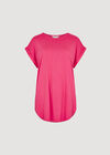 Jersey-T-Shirt mit abgerundetem Saum, Fuchsia, groß