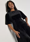 Curve Velvet Fit And Flare Midi Dress, Black, large