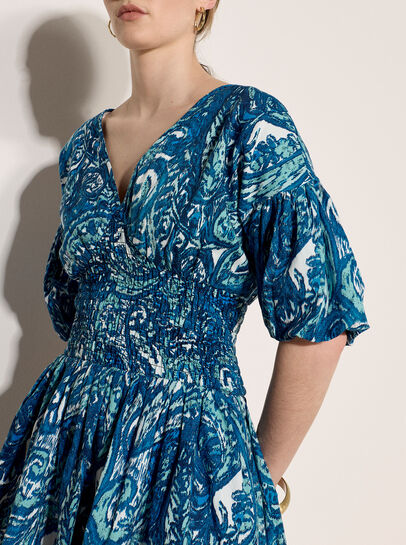 Paisley Bubble Hem Mini Dress