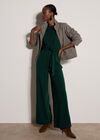 Ruffle Sleeve Jersey Jumpsuit, Pine Green, large