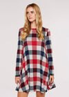 Checked Swing Dress, Red, large