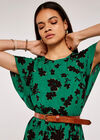 Floral Leaf Smock Dress, Green, large