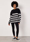 Cotton Blend Chunky Stripe Jumper, Black, large