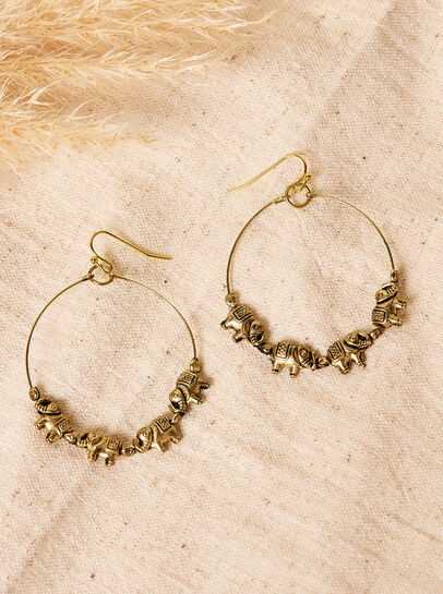 Elephant Gold Hoop Earrings