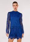 Scallop Lace Top, Blue, large