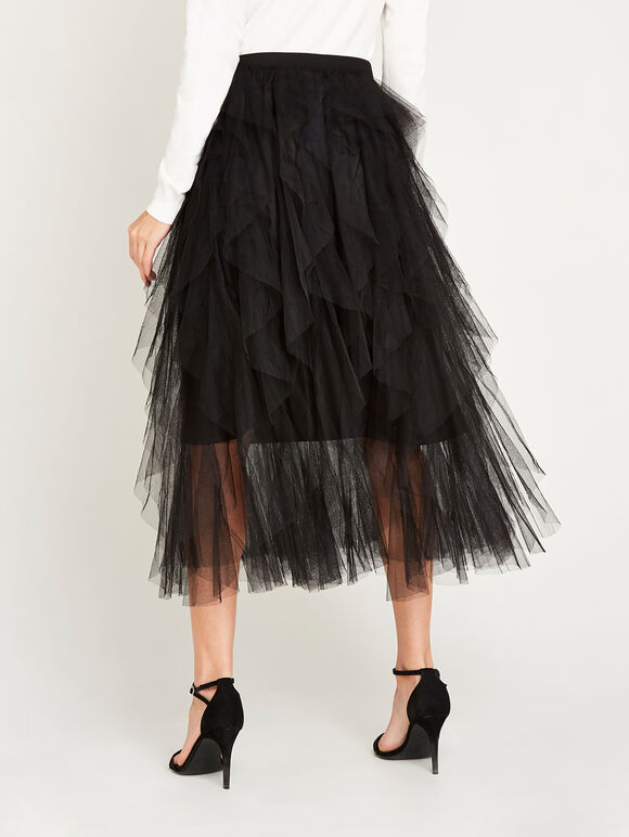 Layered Tutu Fairy Skirt, Black, large