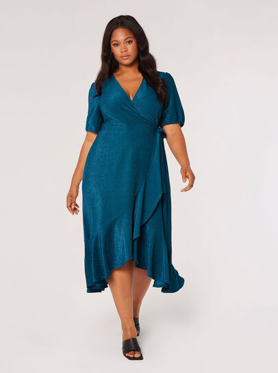 Curve Metallic Wrap Midi Dress