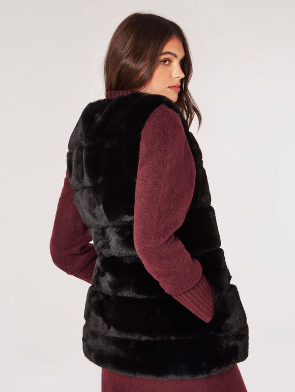 Soft Touch Faux Fur Gilet, Black, large