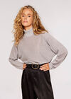 Sparkle Roll Neck Batwing Jumper, Light Grey / Silver, large