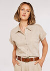 Linen Button Top, Stone, large