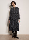 Paisley Metallic Shimmer Tiered Midi Dress, Black, large