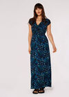 Cheetah Smocked Maxi Dress, Navy, large