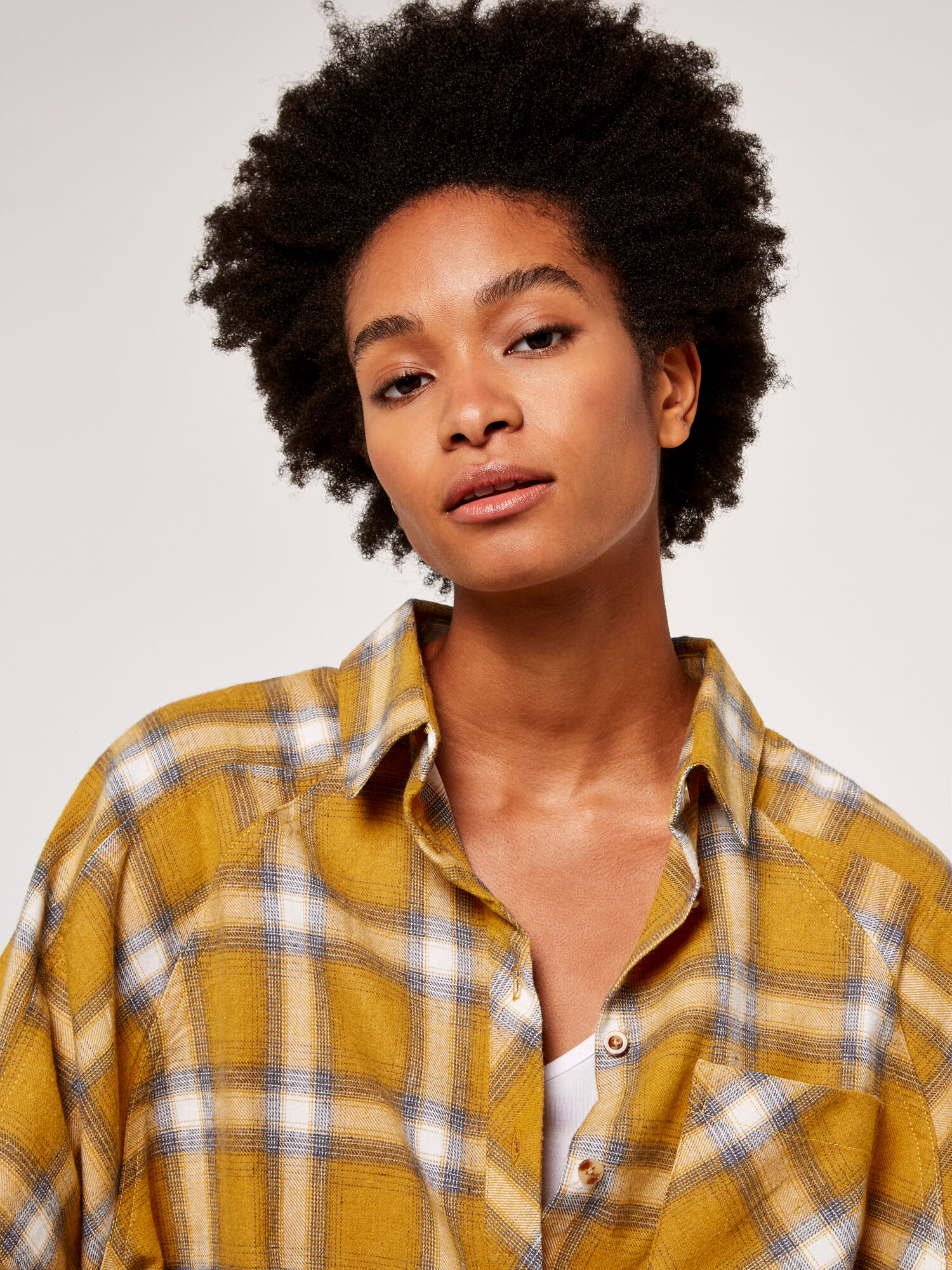 Oversized Plaid Shirt Apricot Clothing