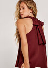 Tie Neck Sleeveless Blouse, Red, large