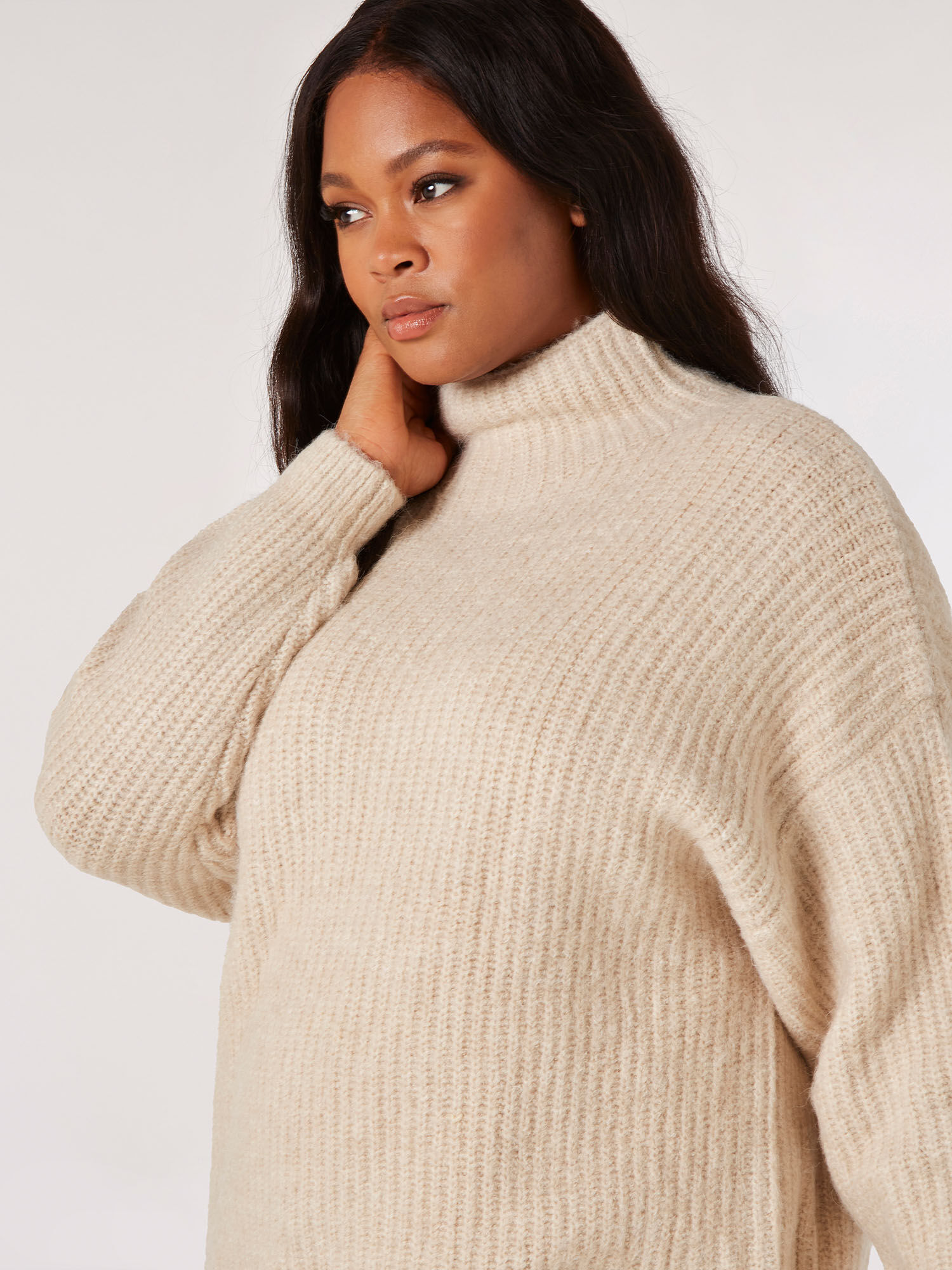 Curve Oversized Chunky Jumper Apricot Clothing